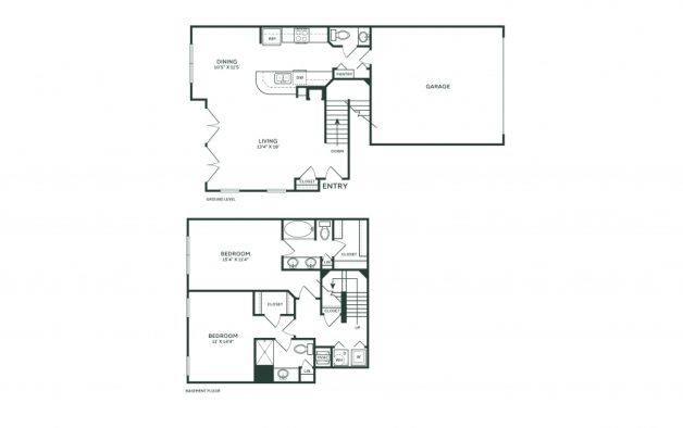 floor plan for a two bedroom apartment at The  Franklin at Samuels Ave