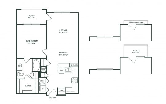 floor plan for a two bedroom apartment at The  Franklin at Samuels Ave