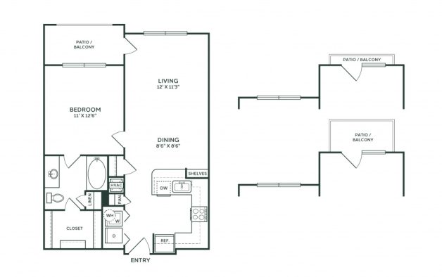 floor plan for a two bedroom apartment at The  Franklin at Samuels Ave