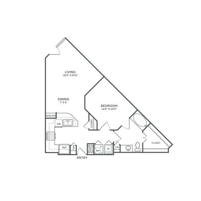 The Franklin at Samuels Ave Floor Plan 0 Bedroom 1 Bath R studio Bed 1 Bath 817 sqft