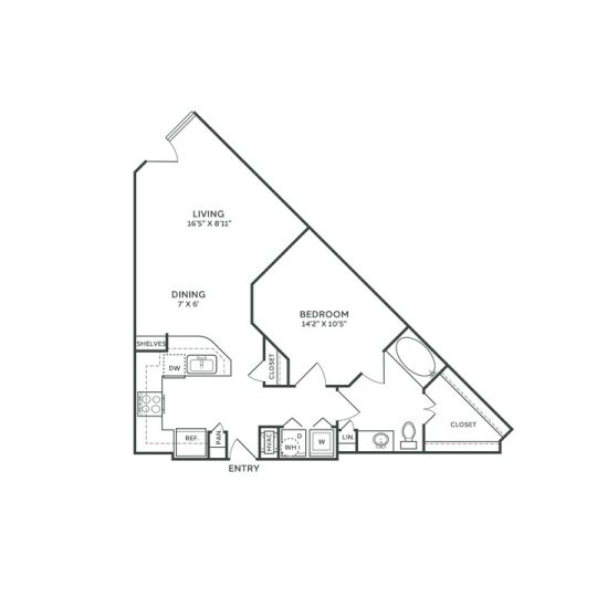 The Franklin at Samuels Ave Floor Plan 0 Bedroom 1 Bath R studio Bed 1 Bath 817 sqft