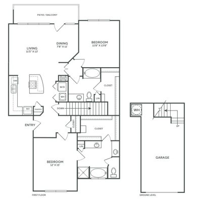 The Franklin at Samuels Ave Floor Plan 2 Bedroom 2 Bath TH R 2 Bed 2 Bath 1314 sqft