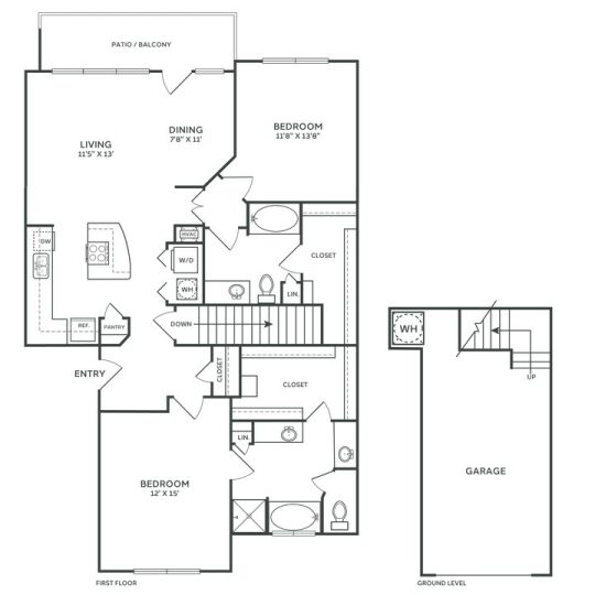 The Franklin at Samuels Ave Floor Plan 2 Bedroom 2 Bath TH R 2 Bed 2 Bath 1314 sqft