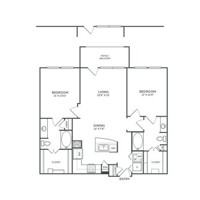 The Franklin at Samuels Ave Floor Plan 2 Bedroom 2 Bath R 2 Bed 2 Bath 1084 sqft