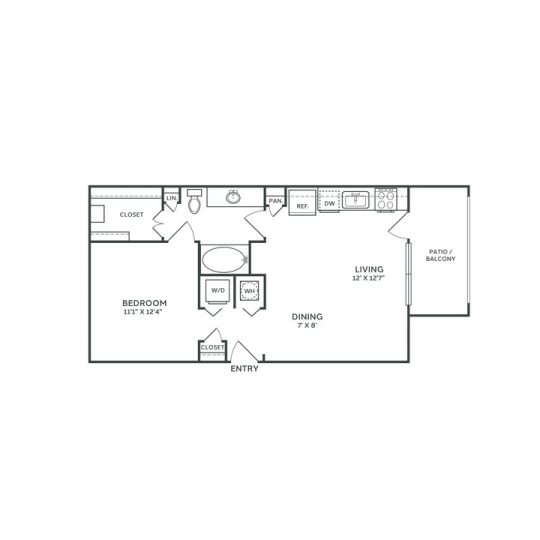 The Franklin at Samuels Ave Floor Plan 0 Bedroom 1 Bath studio Bed 1 Bath 646 sqft