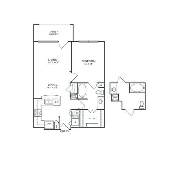 The Franklin at Samuels Ave Floor Plan 1 Bedroom 1 Bath R 1 Bed 1 Bath 746 sqft