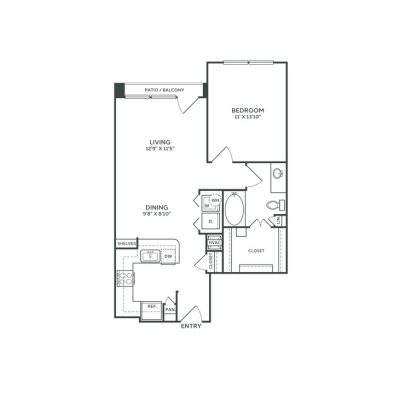 The Franklin at Samuels Ave Floor Plan 1 Bedroom 1 Bath R 1 Bed 1 Bath 772 sqft