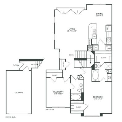The Franklin at Samuels Ave Floor Plan 2 Bedroom 2 Bath TH R 2 Bed 2 Bath 1317 sqft
