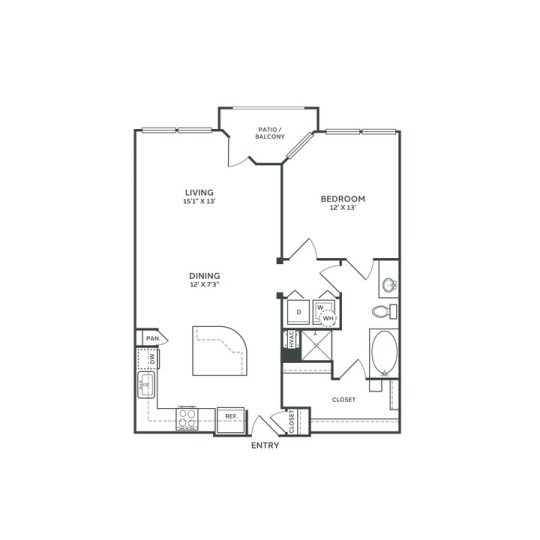 The Franklin at Samuels Ave Floor Plan 1 Bedroom 1 Bath R 1 Bed 1 Bath 867 sqft