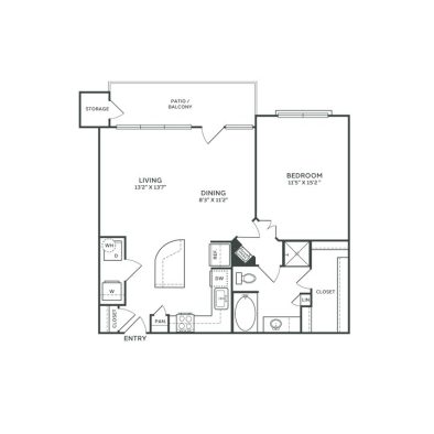 The Franklin at Samuels Ave Floor Plan 1 Bedroom 1 Bath Townhome 1 Bed 1 Bath 872 sqft