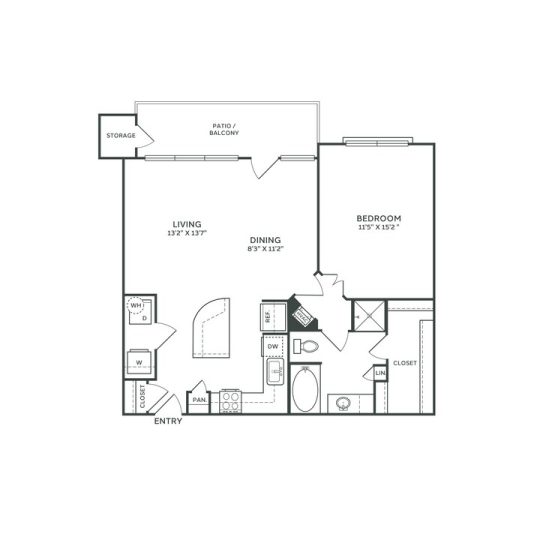 The Franklin at Samuels Ave Floor Plan 1 Bedroom 1 Bath Townhome 1 Bed 1 Bath 872 sqft