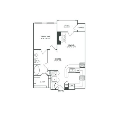 The Franklin at Samuels Ave Floor Plan 1 Bedroom 1 Bath R 1 Bed 1 Bath 793 sqft
