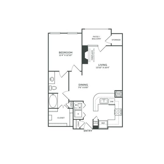 The Franklin at Samuels Ave Floor Plan 1 Bedroom 1 Bath R 1 Bed 1 Bath 793 sqft