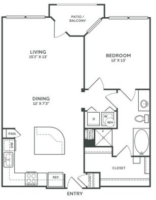 a floor plan for a two bedroom apartment at The  Franklin at Samuels Ave